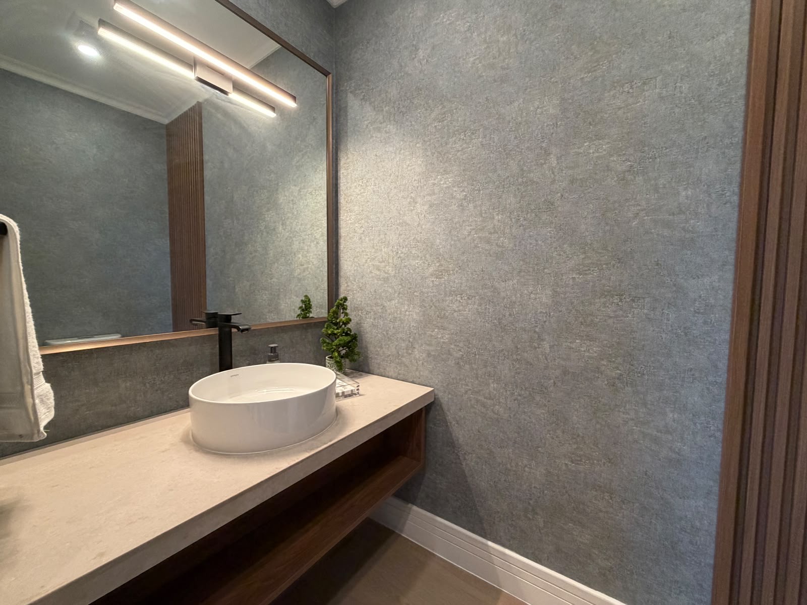 Powder room with designer finishes