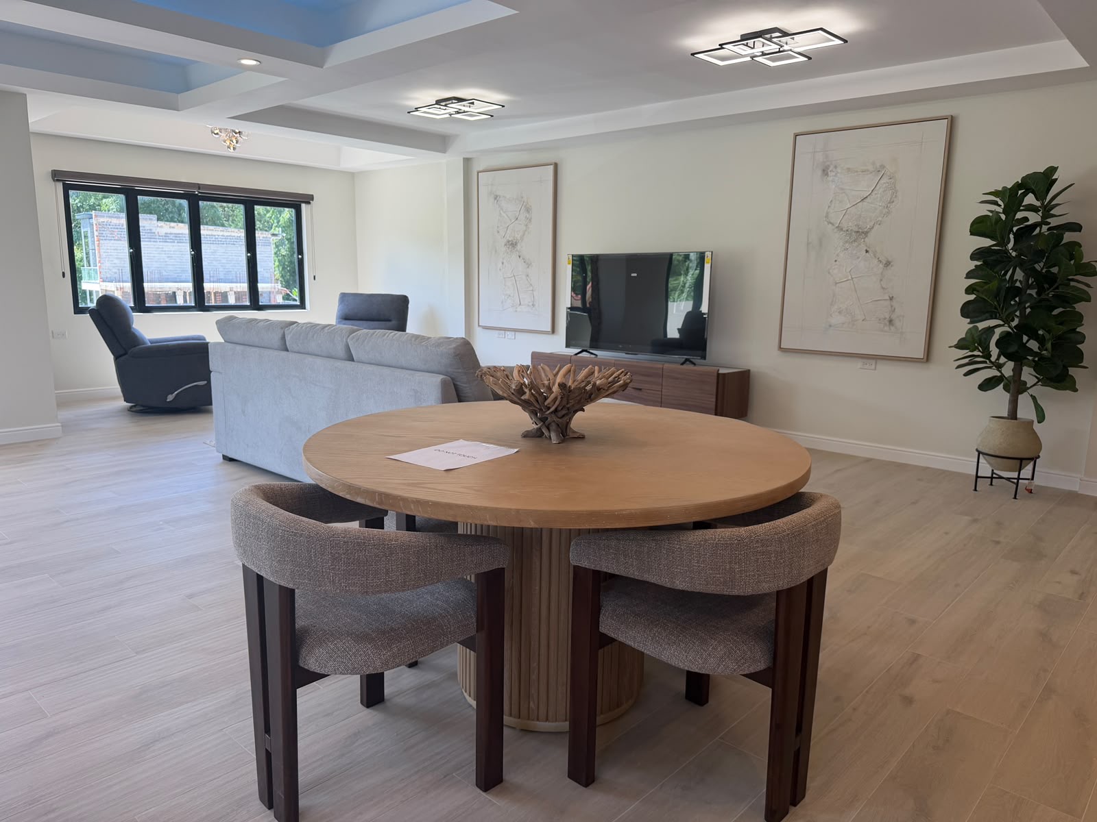 Dining area overlooking the living space
