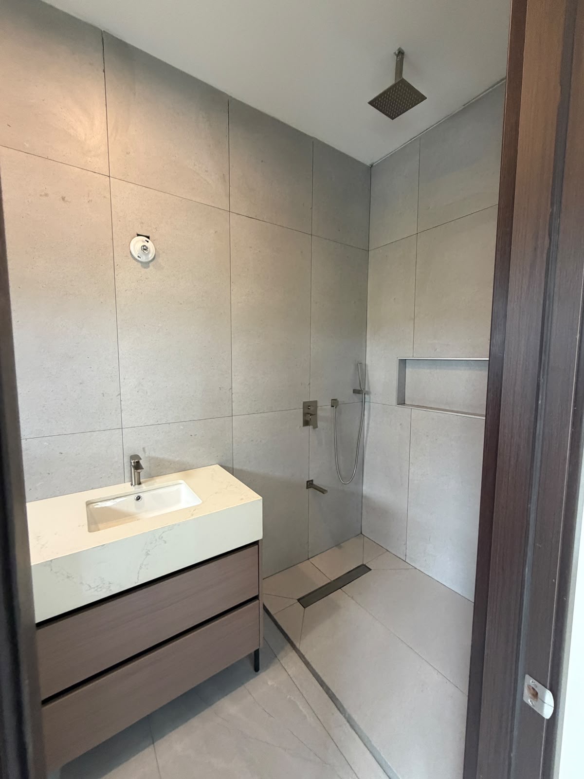 Modern bathroom with rainfall shower