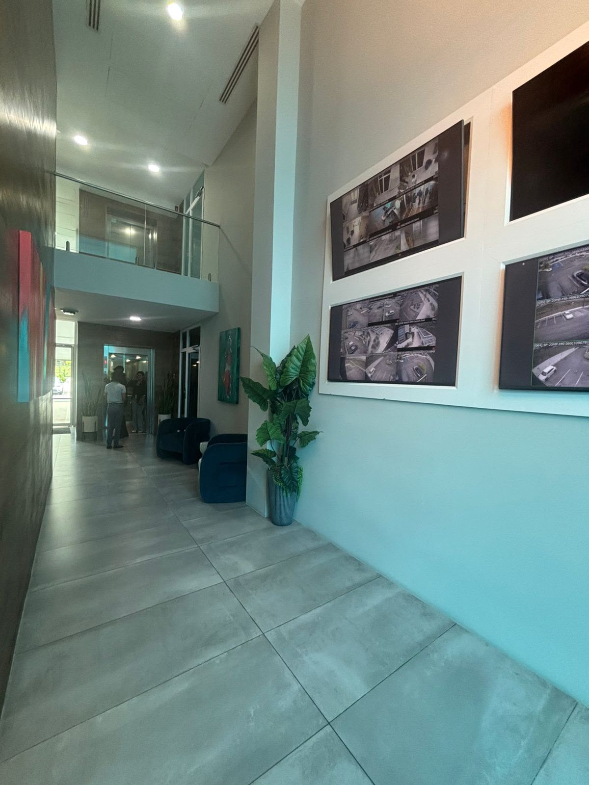 Secured lobby with camera monitoring